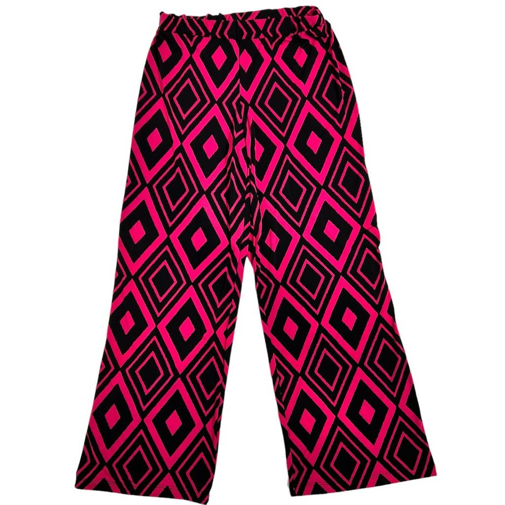 Hot Pink and Black Geometric Wide Leg Knit Pants Size M